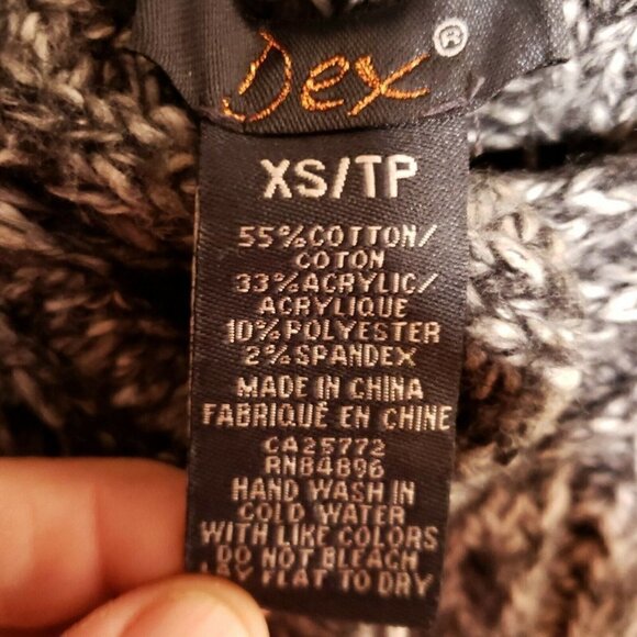 Dex Womens Striped Long Cardigan Sweater Black Grey XS - Picture 4 of 4